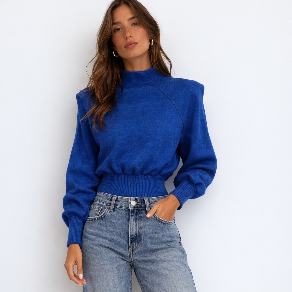 NWT Zara High Neck Shoulder Pad Sweater